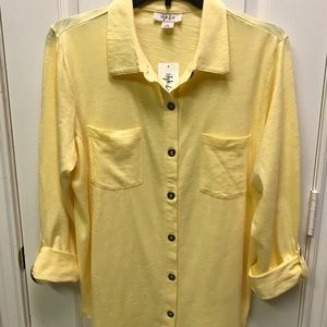 Style & Co Yellow button down top. Size M